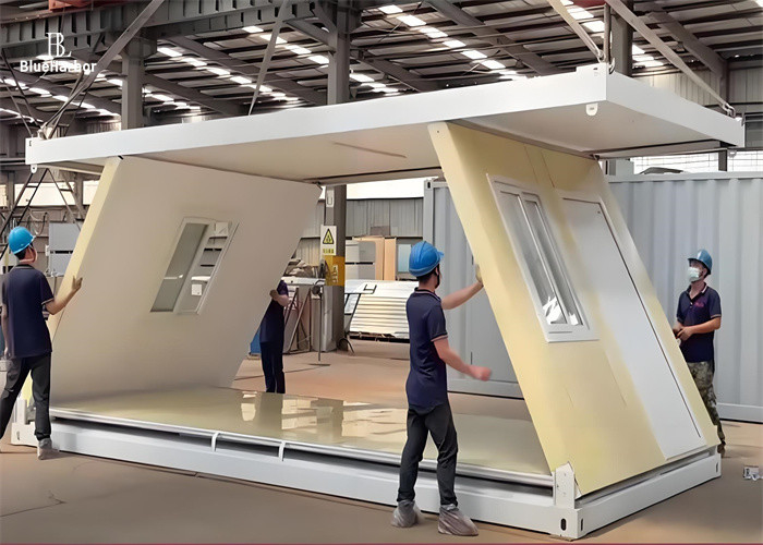 4 Pencere ve 1 Kapılı Kolay Kurulumlu Z Şeklinde Genişletilebilir Prefabrik Ev Zemin Canlı Yükü 2.0 KN/m2